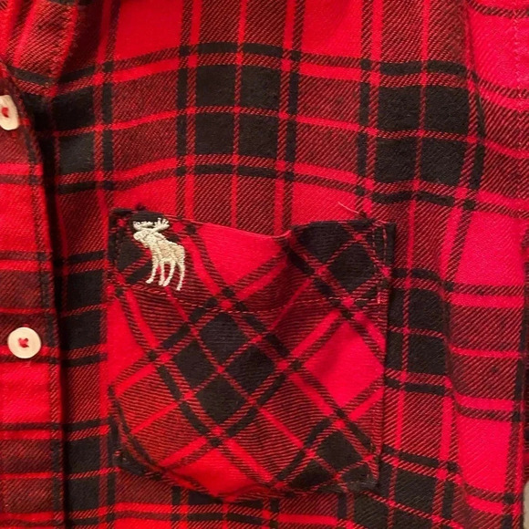 ABERCROMBIE KIDS GIRLS RED BLACK PLAID FLANNEL CHRISTMAS WINTER FALL SZ 11 / 12 - Picture 5 of 7